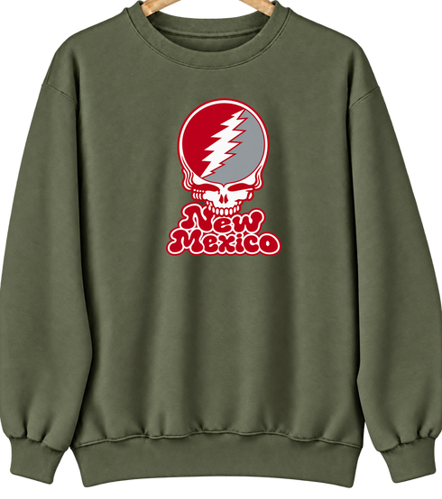 New Mexico Stealie Premium Unisex Crewneck — Design: University of New Mexico — Military Green