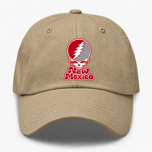 New Mexico Stealie Premium Unisex Dad Hat — Design: University of New Mexico — Khaki