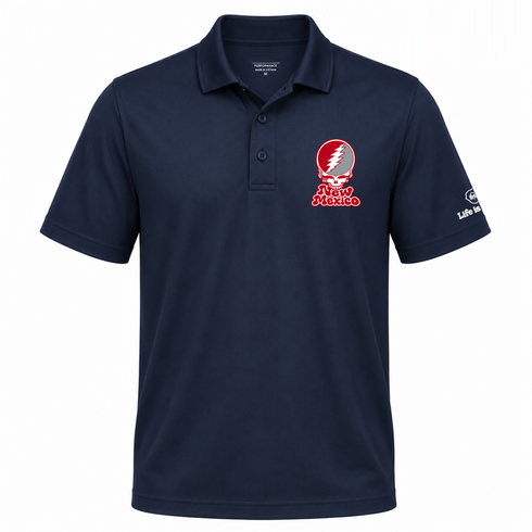 New Mexico Stealie Premium Unisex Polo — Design: University of New Mexico — Navy