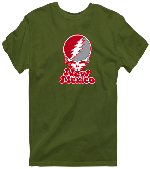 New Mexico Stealie Premium Unisex T-Shirt — Design: University of New Mexico — Military Green