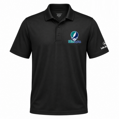Wilmington Stealie Premium Unisex Polo — Design: University of North Carolina Wilmington — Black