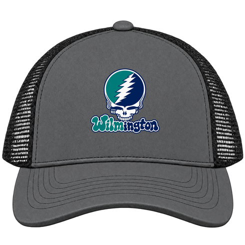 Wilmington Stealie Premium Unisex Trucker Cap — Design: University of North Carolina Wilmington — Charcoal/Black