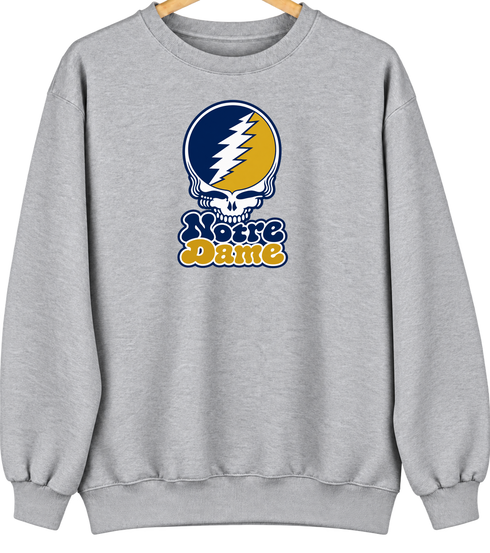 Notre Dame Stealie Premium Unisex Crewneck — Design: University of Notre Dame — Sport Grey