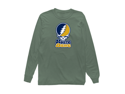Notre Dame Stealie Premium Unisex Long-Sleeve — Design: University of Notre Dame — Light Green