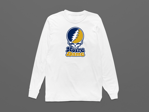 Notre Dame Stealie Premium Unisex Long-Sleeve — Design: University of Notre Dame — White