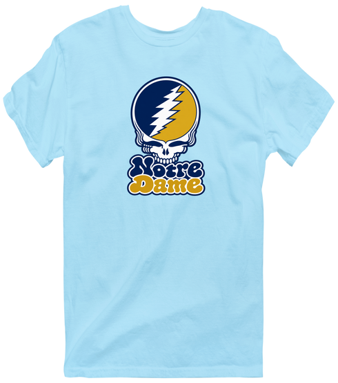 Notre Dame Stealie Premium Unisex T-Shirt — Design: University of Notre Dame — Light Blue