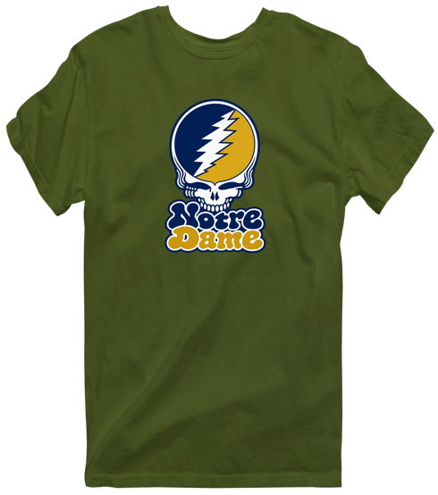 Notre Dame Stealie Premium Unisex T-Shirt — Design: University of Notre Dame — Military Green