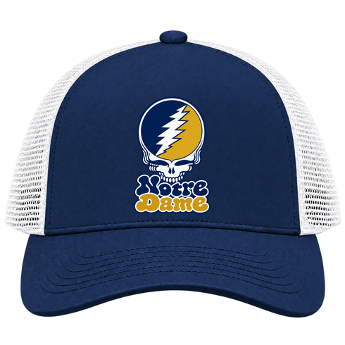 Notre Dame Stealie Premium Unisex Trucker Cap — Design: University of Notre Dame — Navy/White