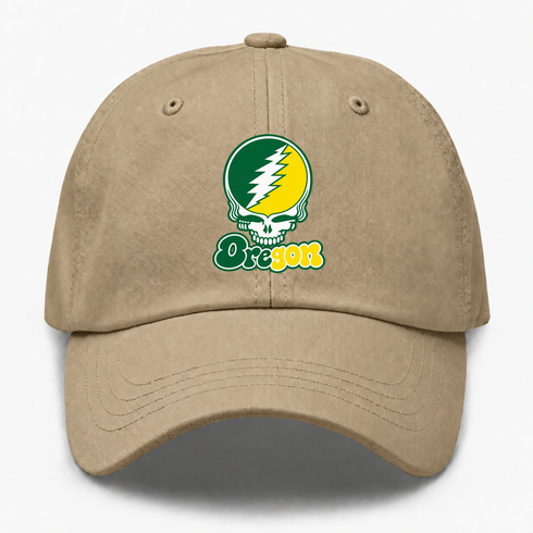 Oregon Stealie Premium Unisex Dad Hat — Design: University of Oregon — Khaki