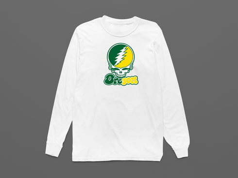Oregon Stealie Premium Unisex Long-Sleeve — Design: University of Oregon — White