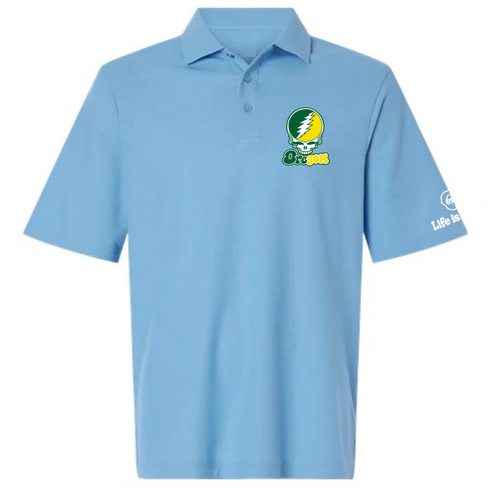Oregon Stealie Premium Unisex Polo — Design: University of Oregon — Blue