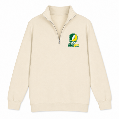 Oregon Stealie Premium Unisex Quarter-Zip — Design: University of Oregon — Sand