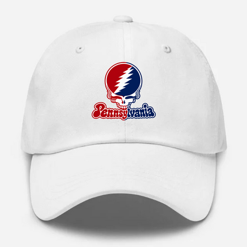 Pennsylvania Stealie Premium Unisex Dad Hat — Design: University of Pennsylvania — White