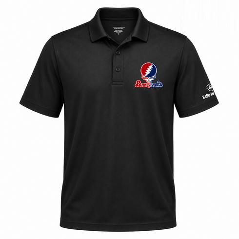 Pennsylvania Stealie Premium Unisex Polo — Design: University of Pennsylvania — Black
