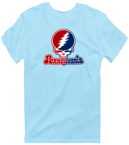 Pennsylvania Stealie Premium Unisex T-Shirt — Design: University of Pennsylvania — Light Blue