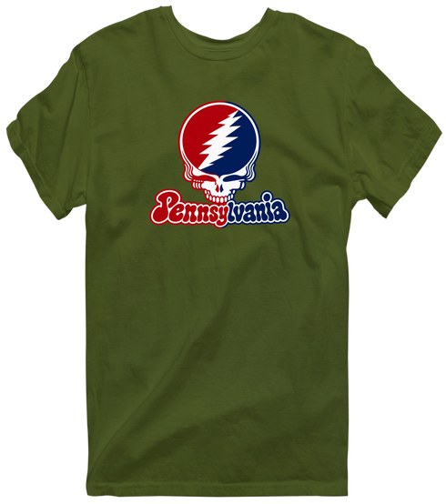 Pennsylvania Stealie Premium Unisex T-Shirt — Design: University of Pennsylvania — Military Green