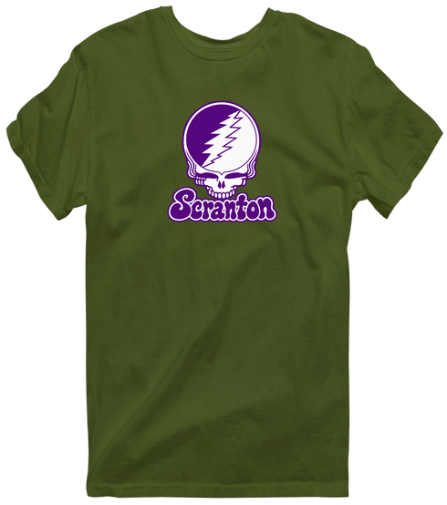 Scranton Stealie Premium Unisex T-Shirt — Design: University of Scranton — Military Green