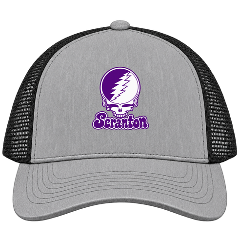Scranton Stealie Premium Unisex Trucker Cap — Design: University of Scranton — Heather Grey/Black
