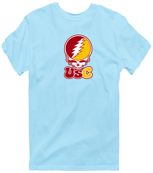 Southern California Stealie Premium Unisex T-Shirt — Design: University of Southern California — Light Blue