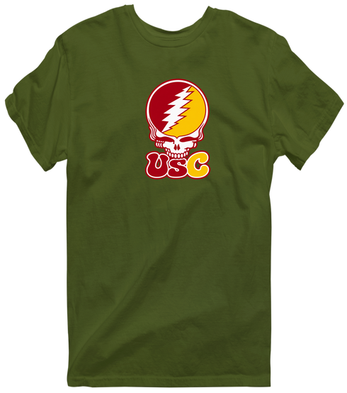 Southern California Stealie Premium Unisex T-Shirt — Design: University of Southern California — Military Green