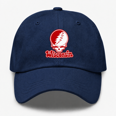 Wisconsin Stealie Premium Unisex Dad Hat — Design: University of Wisconsin — Navy