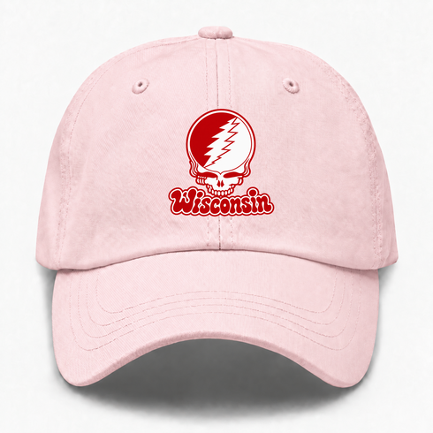 Wisconsin Stealie Premium Unisex Dad Hat — Design: University of Wisconsin — Pink
