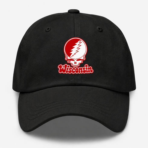 Wisconsin Stealie Premium Unisex Dad Hat — Design: University of Wisconsin — Black