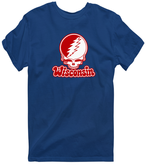 Wisconsin Stealie Premium Unisex T-Shirt — Design: University of Wisconsin — Navy