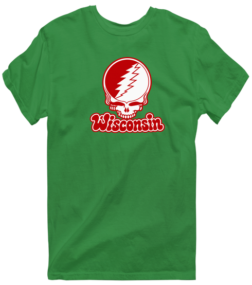 Wisconsin Stealie Premium Unisex T-Shirt — Design: University of Wisconsin — Irish Green