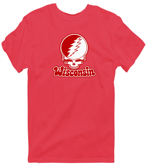 Wisconsin Stealie Premium Unisex T-Shirt — Design: University of Wisconsin — Heather Red