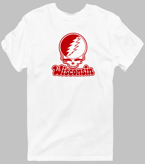 Wisconsin Stealie Premium Unisex T-Shirt — Design: University of Wisconsin — White