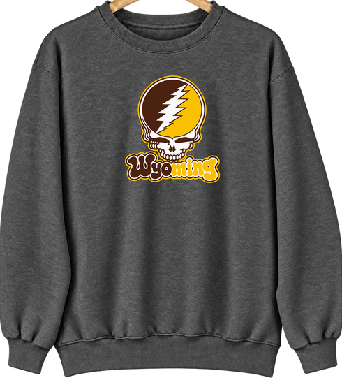 Wyoming Stealie Premium Unisex Crewneck — Design: University of Wyoming — Dark Heather