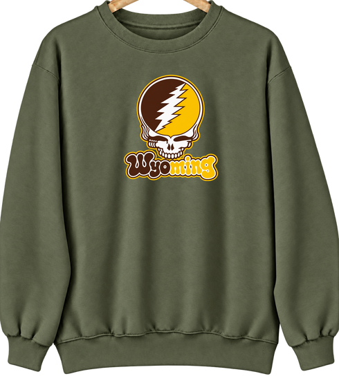 Wyoming Stealie Premium Unisex Crewneck — Design: University of Wyoming — Military Green