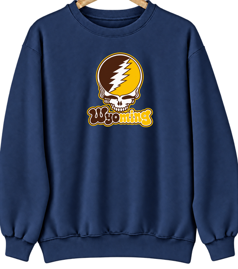 Wyoming Stealie Premium Unisex Crewneck — Design: University of Wyoming — Navy