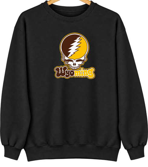 Wyoming Stealie Premium Unisex Crewneck — Design: University of Wyoming — Black
