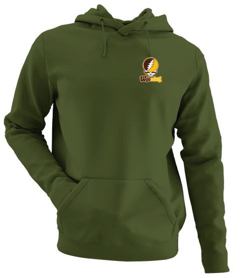 Wyoming Stealie Premium Unisex Hoodie — Design: University of Wyoming — Military Green