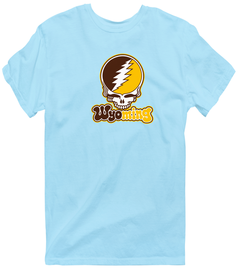 Wyoming Stealie Premium Unisex T-Shirt — Design: University of Wyoming — Light Blue