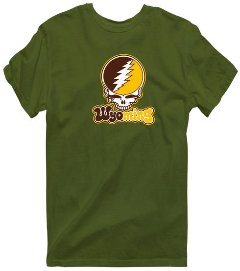 Wyoming Stealie Premium Unisex T-Shirt — Design: University of Wyoming — Military Green