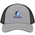 Upper Iowa Stealie Premium Unisex Trucker Cap — Design: Upper Iowa University — Heather Grey/Black