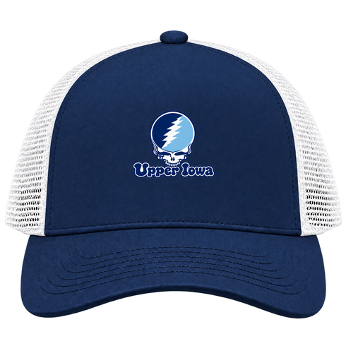 Upper Iowa Stealie Premium Unisex Trucker Cap — Design: Upper Iowa University — Navy/White
