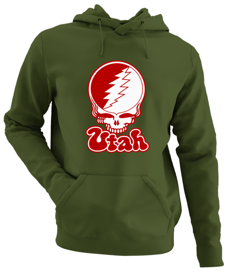 Utah Stealie Premium Unisex Hoodie — Design: Utah University of — Military Green