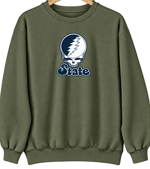 Utah Stealie Premium Unisex Crewneck — Design: Utah State University — Military Green