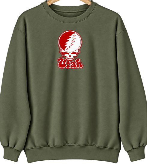 Utah Stealie Premium Unisex Crewneck — Design: Utah University of — Military Green