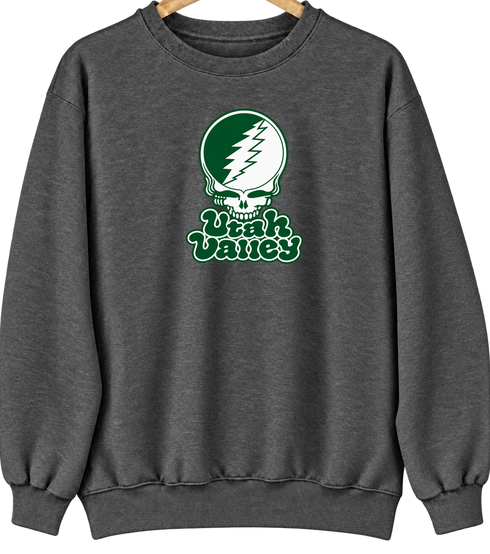 Utah Valley Stealie Premium Unisex Crewneck — Design: Utah Valley University — Dark Heather