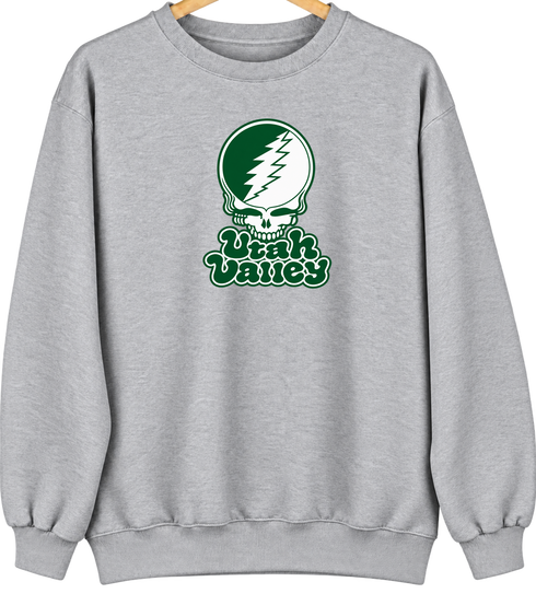 Utah Valley Stealie Premium Unisex Crewneck — Design: Utah Valley University — Sport Grey