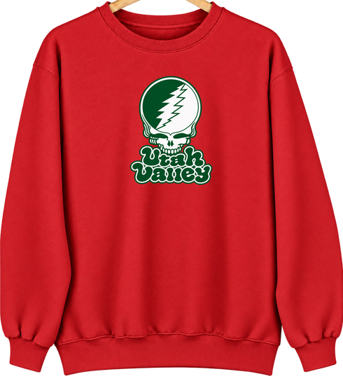 Utah Valley Stealie Premium Unisex Crewneck — Design: Utah Valley University — Red