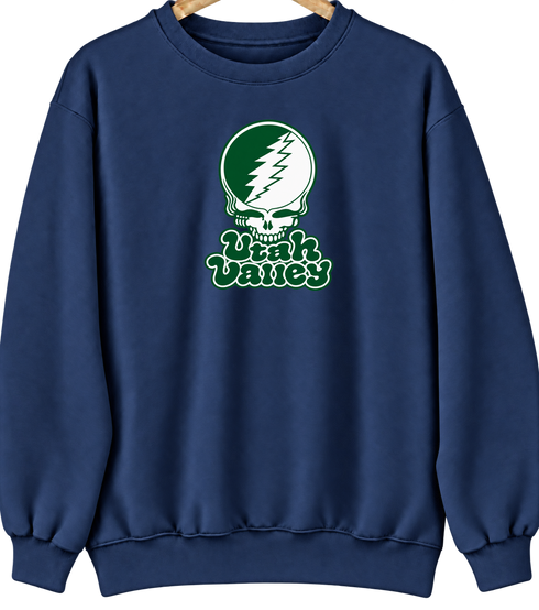 Utah Valley Stealie Premium Unisex Crewneck — Design: Utah Valley University — Navy