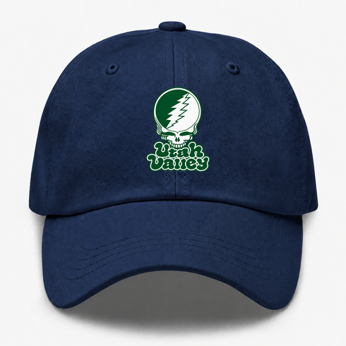 Utah Valley Stealie Premium Unisex Dad Hat — Design: Utah Valley University — Navy