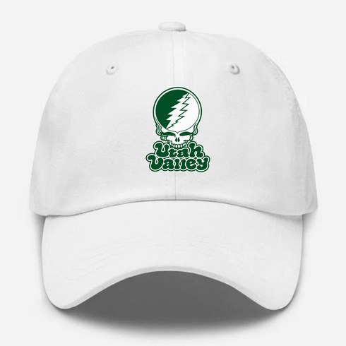 Utah Valley Stealie Premium Unisex Dad Hat — Design: Utah Valley University — White
