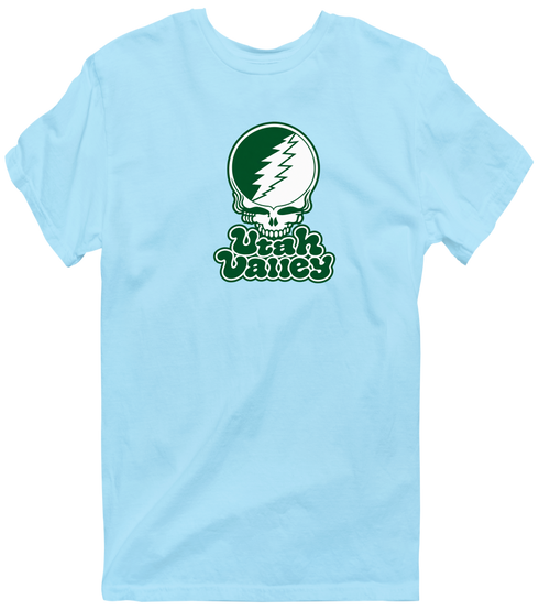 Utah Valley Stealie Premium Unisex T-Shirt — Design: Utah Valley University — Light Blue